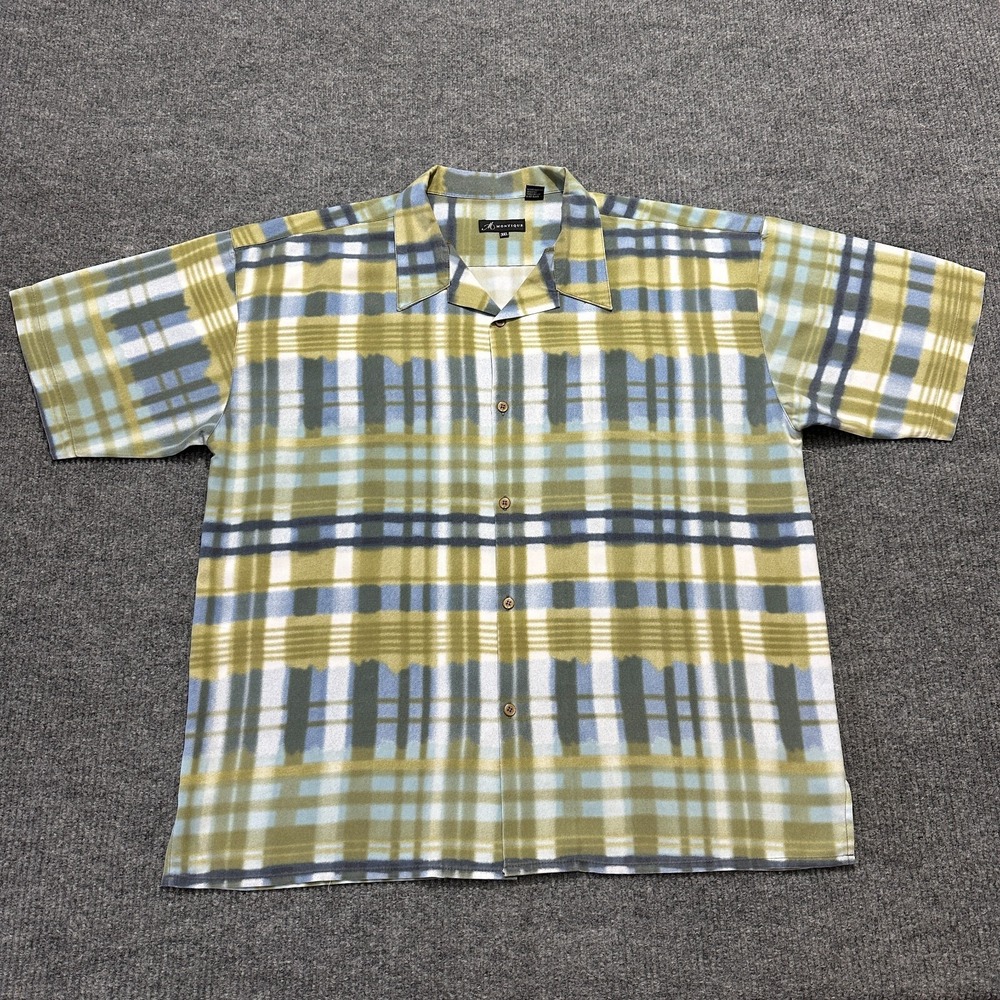 Montique Mens Button Up Shirt 3XL‎ Multicolor Plaid Short Sleeve Casual Outdoor